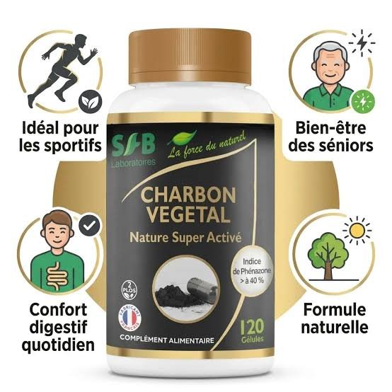 Charbon Vegetal Active - Detox et Gaz 120 gelules